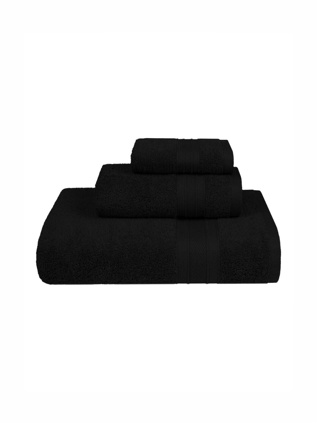MYTRIDENT Black 3 Pieces Pure Cotton 500 GSM Towel Set