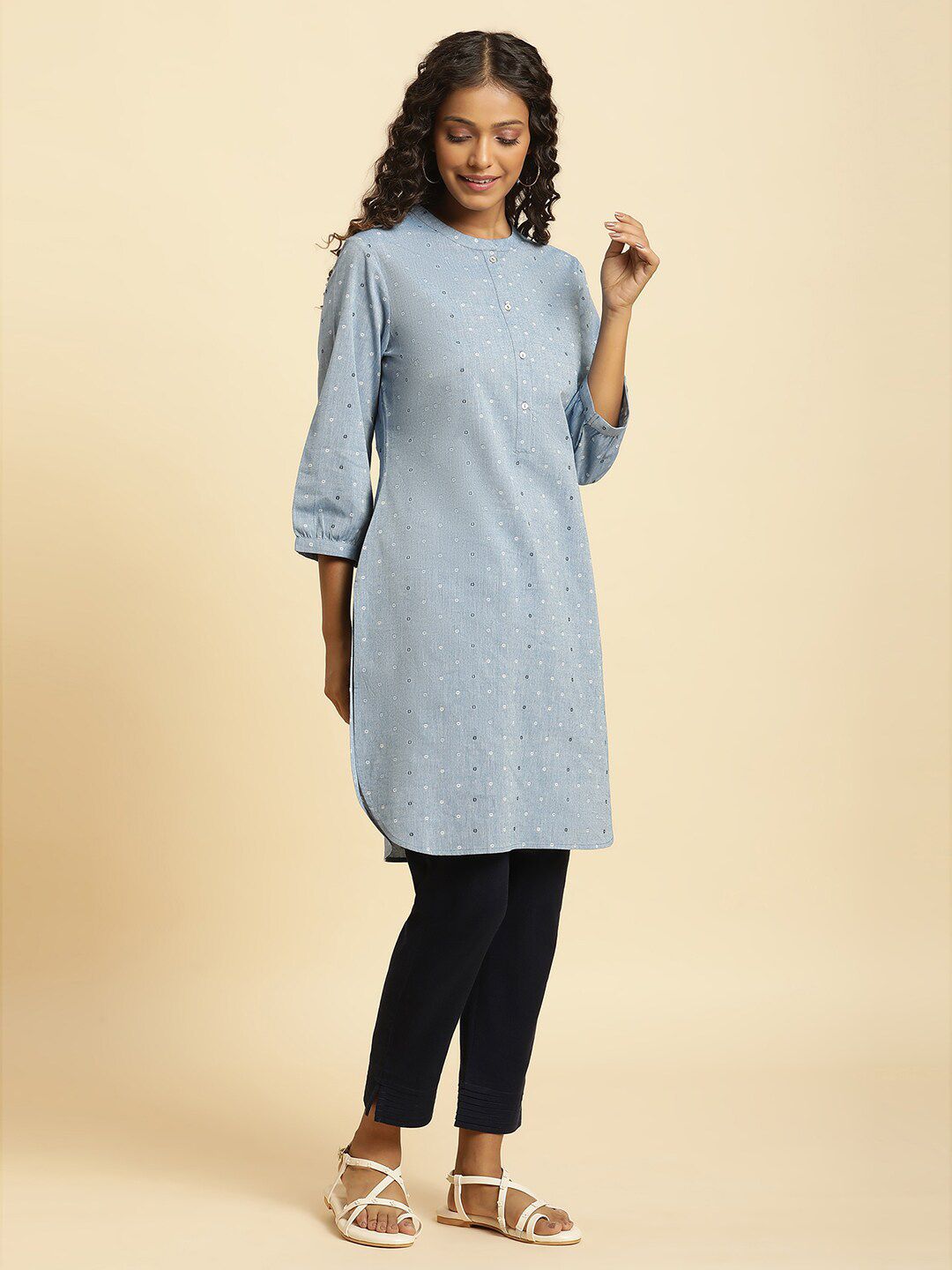 W Bandhani Printed Pure Cotton Straight Kurta