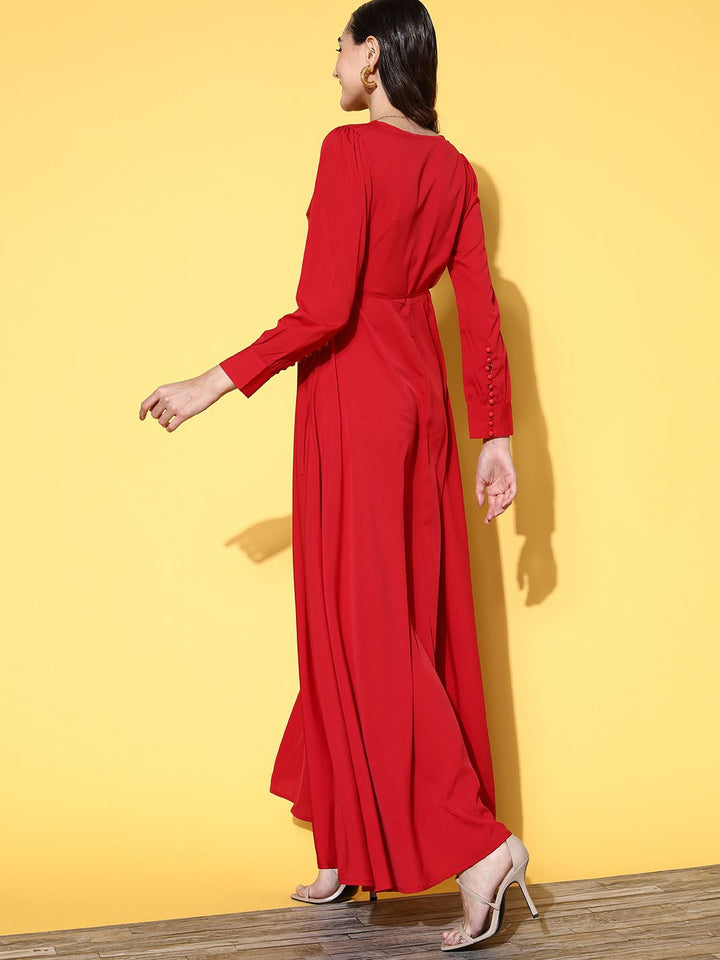 Berrylush Women Red Solid Vacay Attire