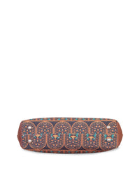 ZOUK Brown Ethnic Motifs Structured Tote Bag