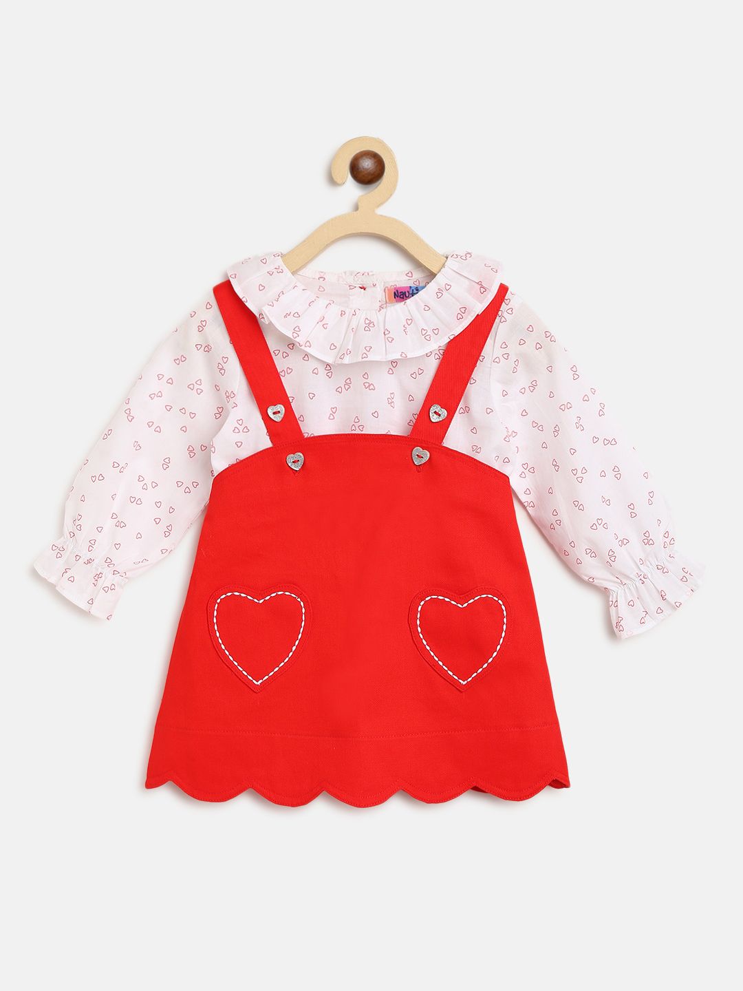 Nauti Nati Red Solid Cotton A-Line Dress