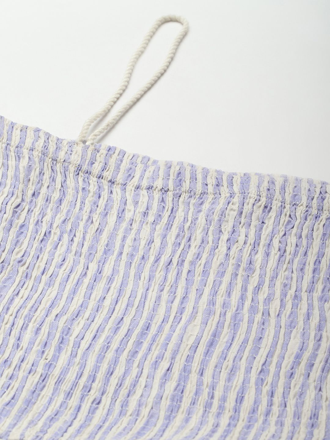 W Blue & Off White Striped Ethnic Maxi Dress with Jacket