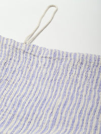 W Blue & Off White Striped Ethnic Maxi Dress with Jacket