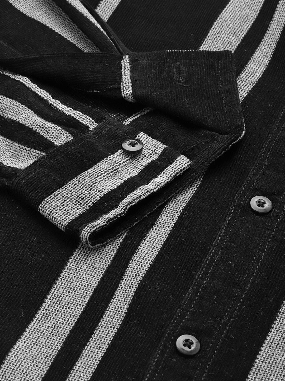 The Indian Garage Co Pure Cotton Striped Corduroy Casual Shirt