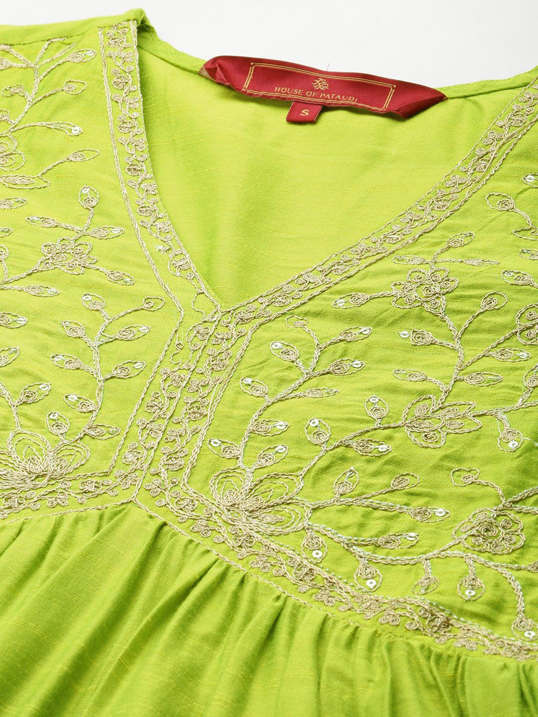 House of Pataudi Floral Embroidered Sequinned Jashn Kurta with Palazzos & Dupatta