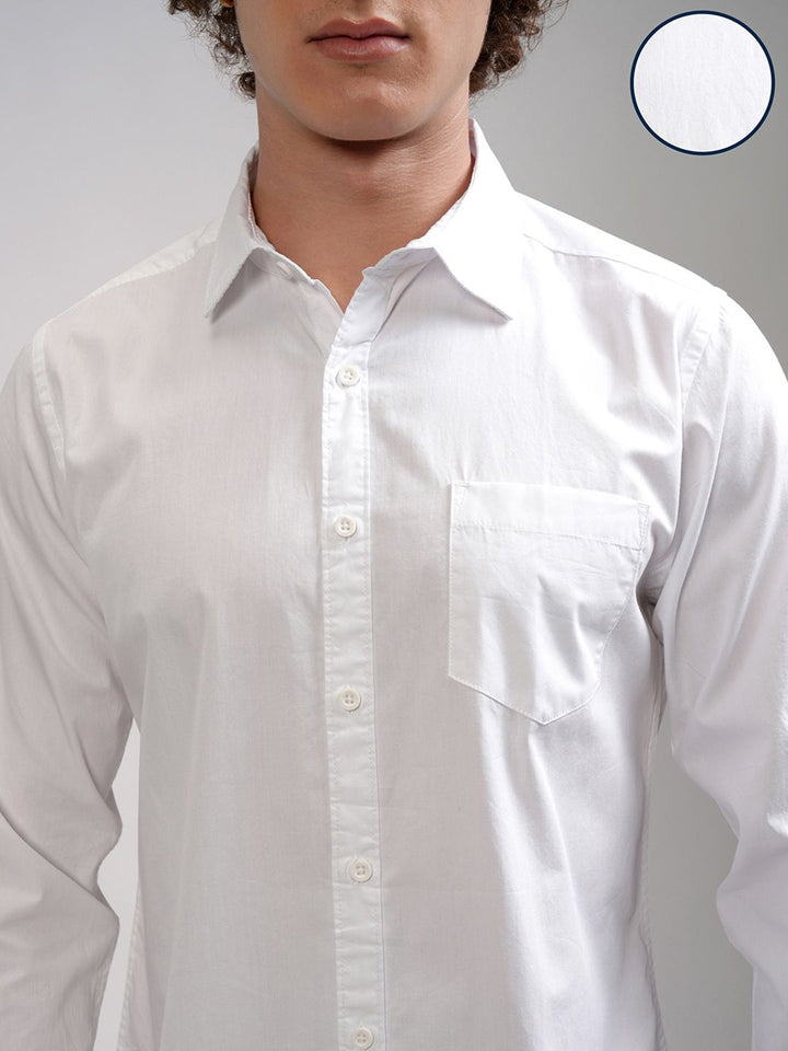 HIGHLANDER Men White Slim Fit Casual Shirt