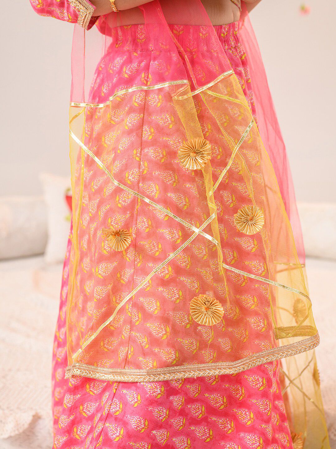 pspeaches Girls Printed With Gotta Patti Ready to Wear Lehenga & Blouse With Dupatta