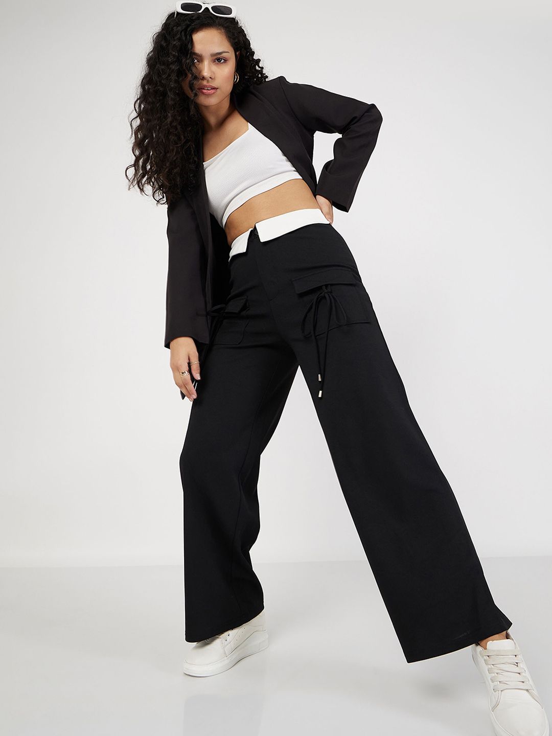 SASSAFRAS Women Plain Flat-Front High-Rise Cargos