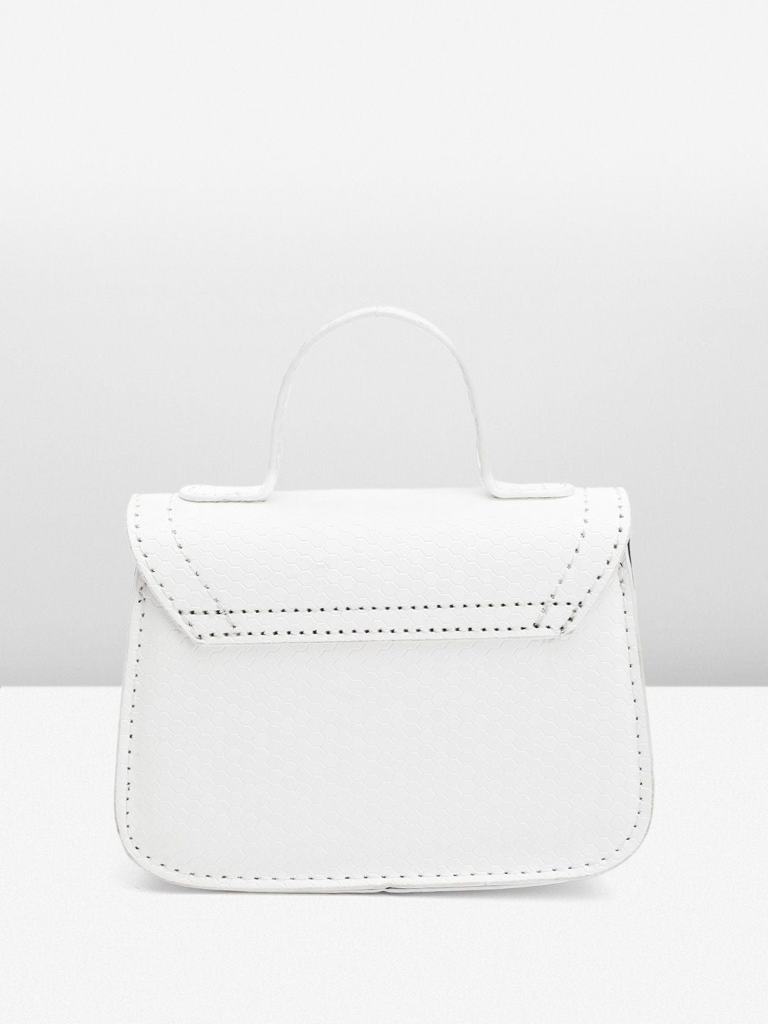 DressBerry Geometric Textured Structured Satchel Bag