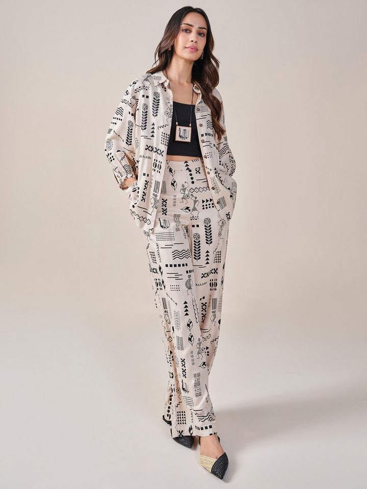 Global Desi Printed Shirt & Inner With Trousers