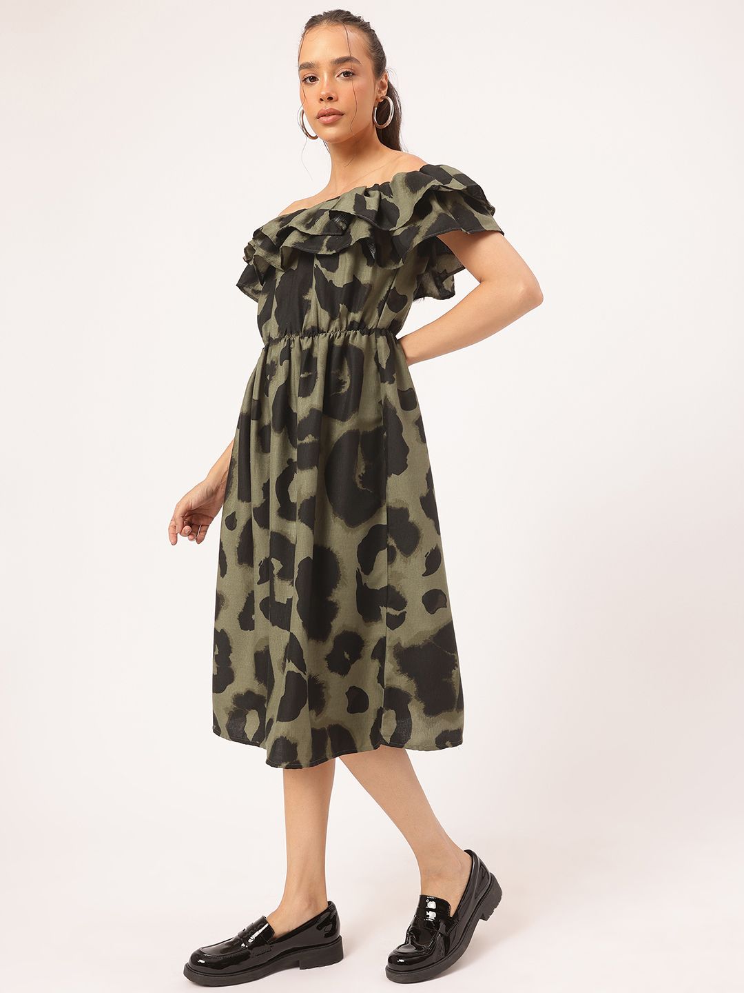 DressBerry Artsy Gal Off-Shoulder Layered Sheath Dress