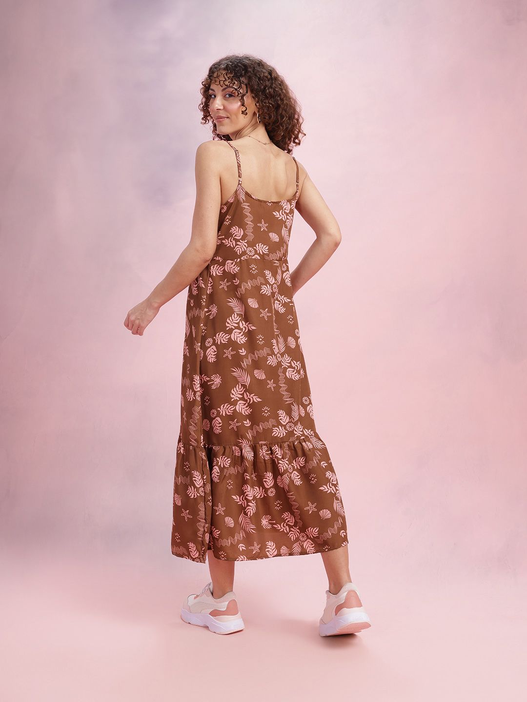 DressBerry Floral Print A-Line Midi Dress