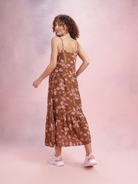 DressBerry Floral Print A-Line Midi Dress