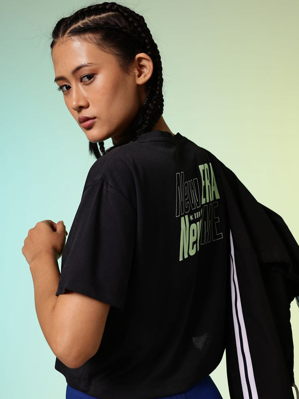 HRX by Hrithik Roshan Typography Printed Rapid-Dry Running Boxy T-shirt