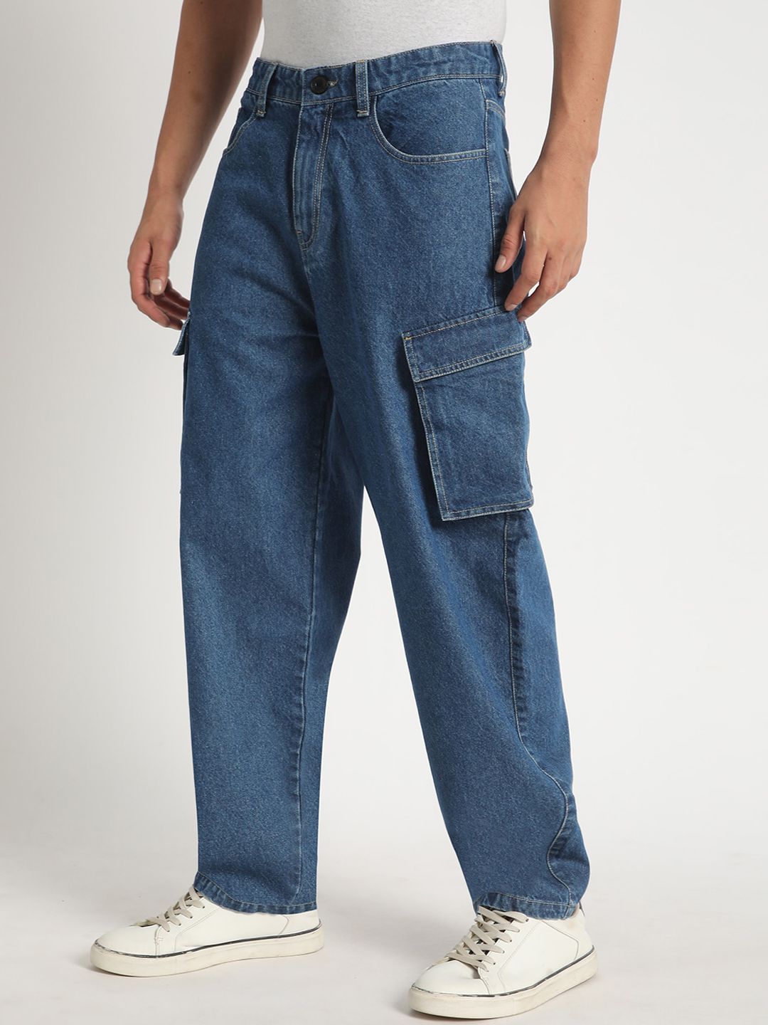 Bene Kleed Men Mid Rise Baggy Fit Cargo Jeans