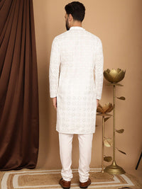 SOJANYA Kurta Kapas Tulen Bersulam Labuci dengan Churidar