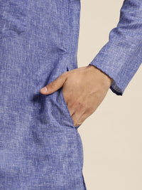 SOJANYA Men Blue Dobby Straight Kurta