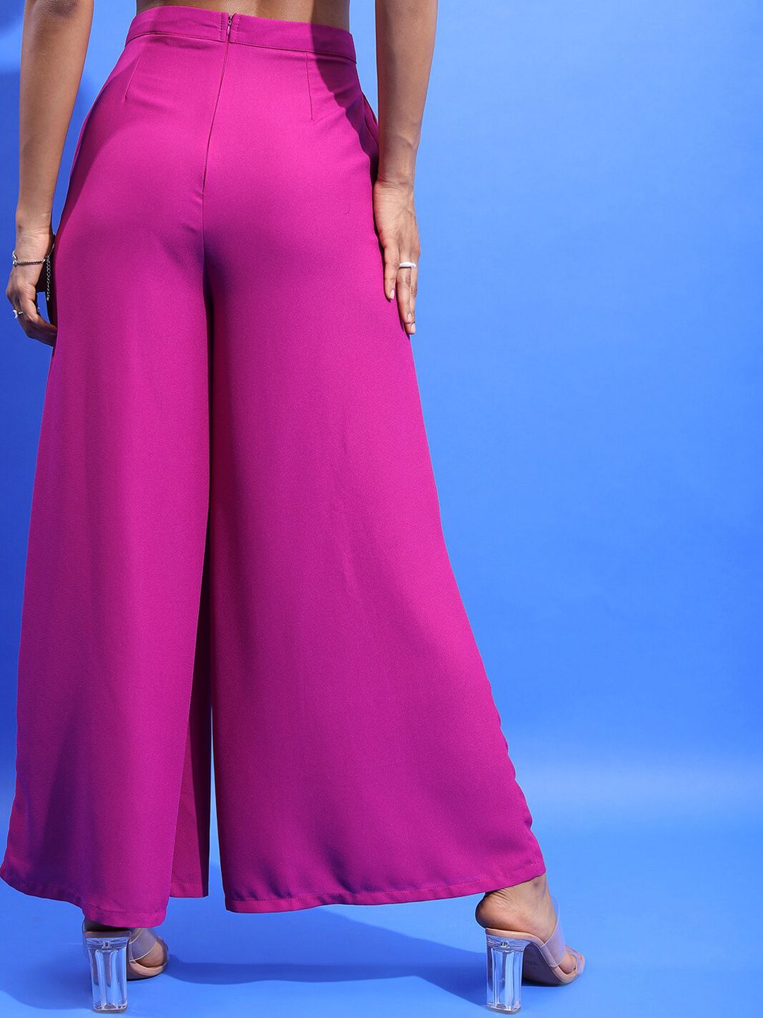 Tokyo Talkies Women Violet High-Rise Flared Parallel Trousers