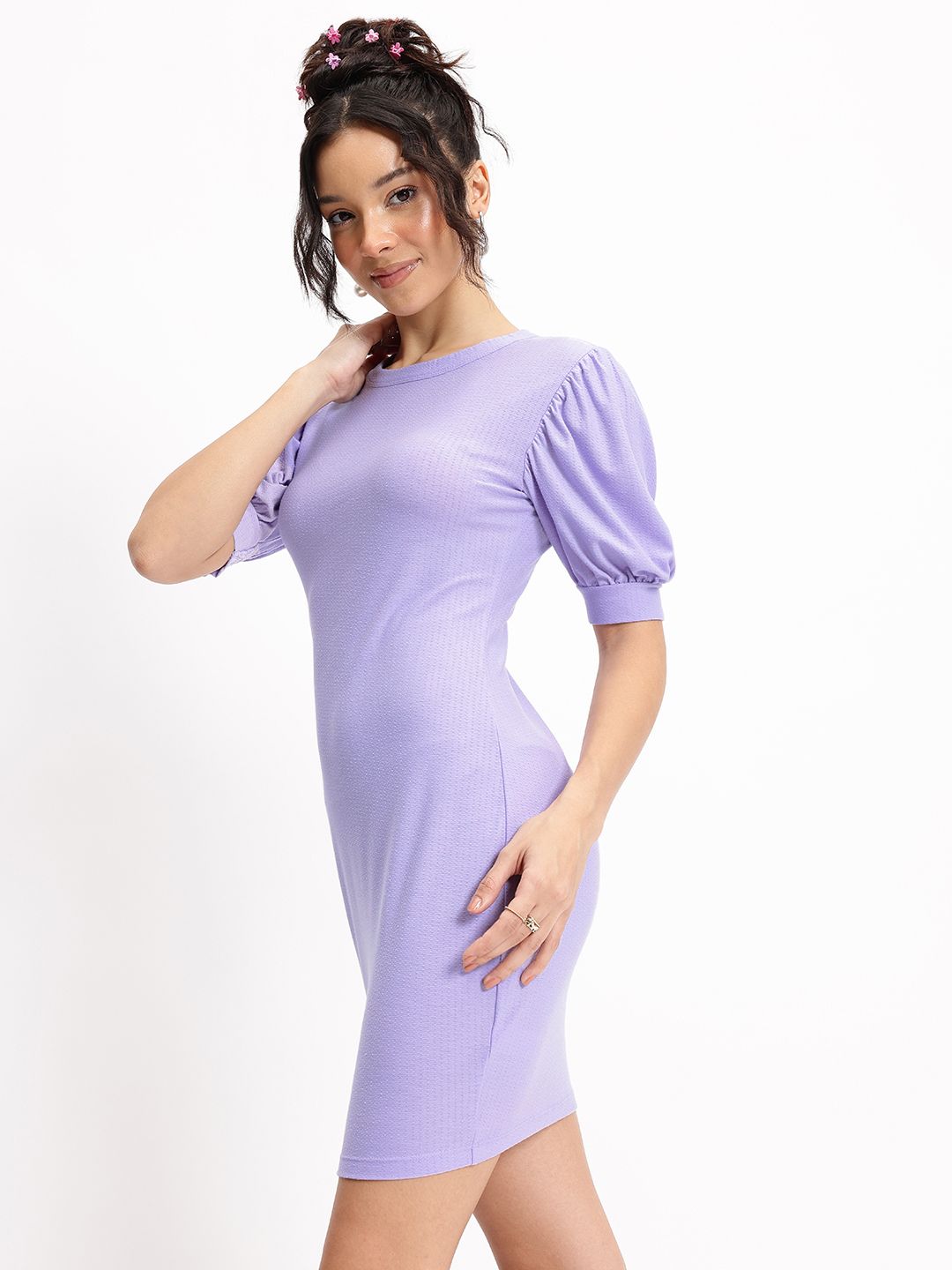 DressBerry Lavender Love Texture Knit Bodycon Dress