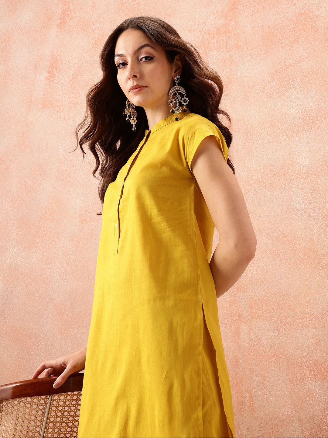 all about you Pathani Style Pure Cotton Extended Sleeve Kurta with Smock Cuffed Salwar