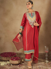 Indo Era Women Ethnic Motifs Embroidered Regular Kurta with Trousers & With Dupatta