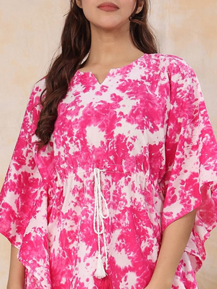 Sanskrutihomes Tie & Dye Cotton Pure Kaftan Night Suit