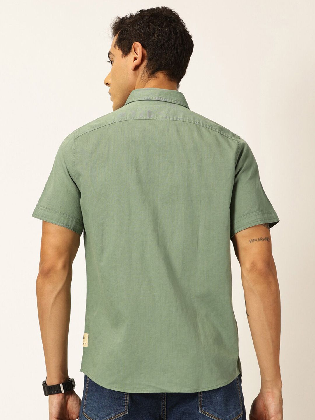 Thomas Scott Premium Spread Collar Cotton Linen Short Sleeves Casual Shirt