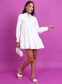 Tokyo Talkies White Checked Fit & Flare Mini Dress