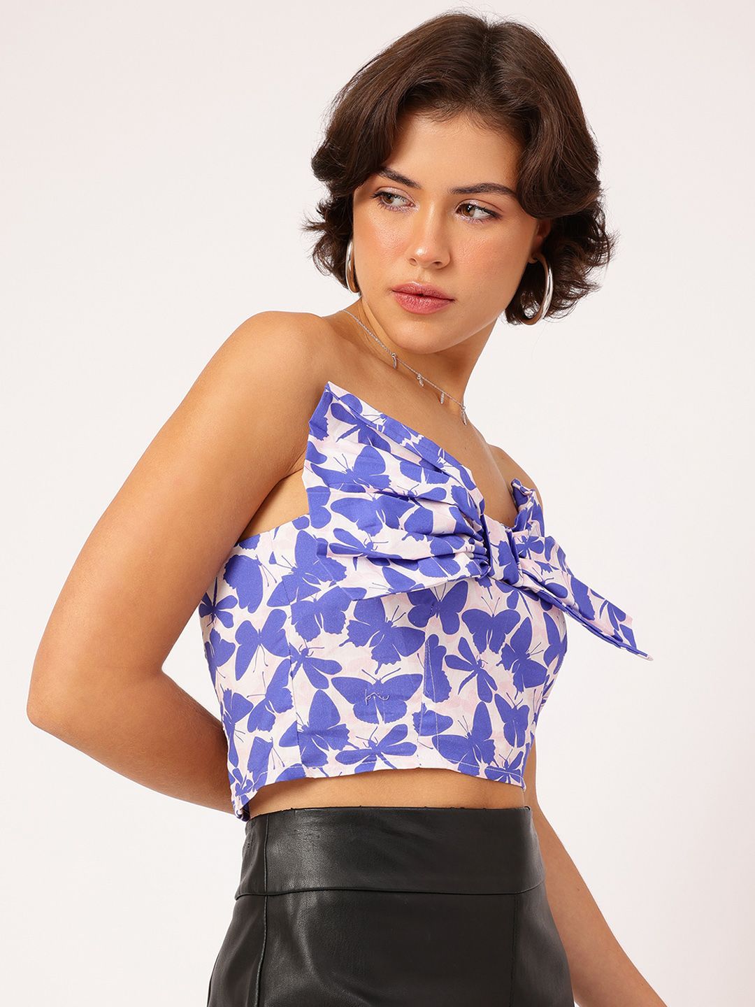 DressBerry Butterfly Babe Bow-Front Smocked Tube Crop Top