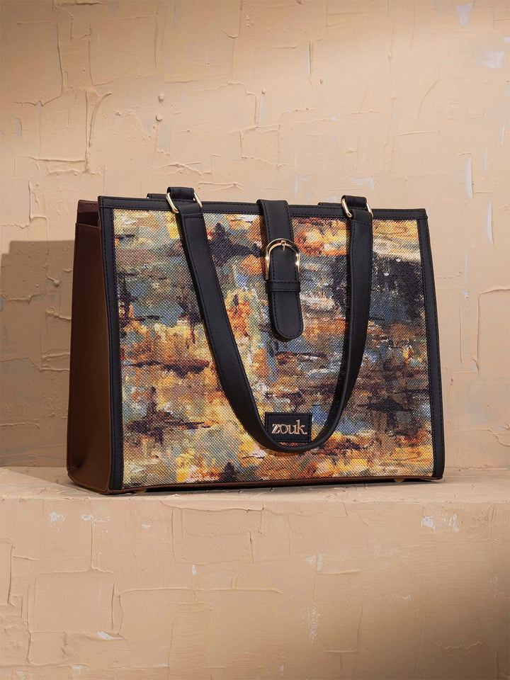 Zouk Women Abstract Printed Shopper Rhea Kapoor Tote Bag - Bombay Tapestry