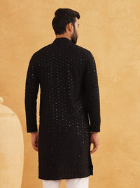 SOJANYA Ethnic Motifs Embroidered Sequinned Pure Cotton Kurta