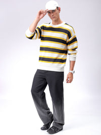 The Indian Garage Co Men Striped Round Neck Long Sleeves Pullover