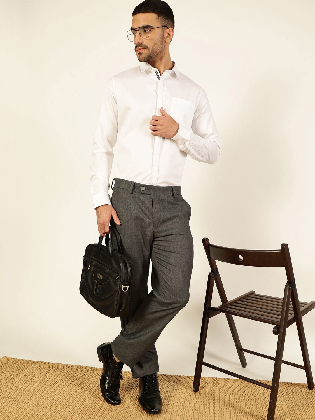Thomas Scott Men Premium Cutaway Collar Solid Cotton Formal Shirt