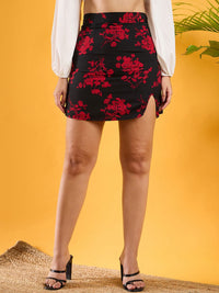 Berrylush Women Floral Printed A-Line Mini Skirt