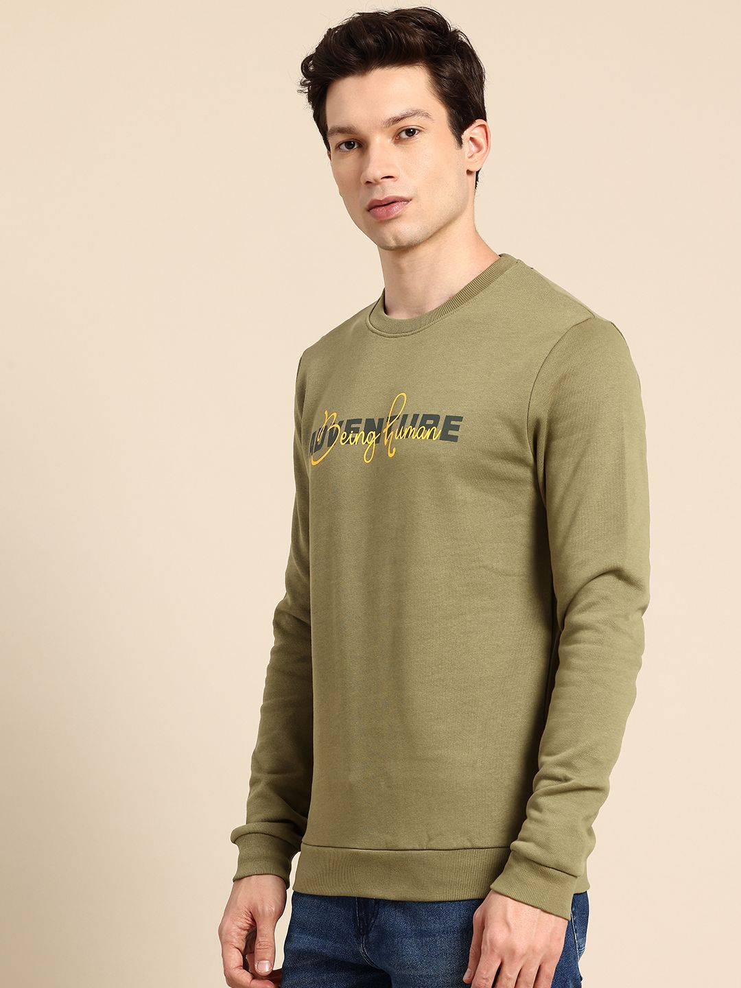 Being Human Pure Cotton Typography Printed Sweatshirt