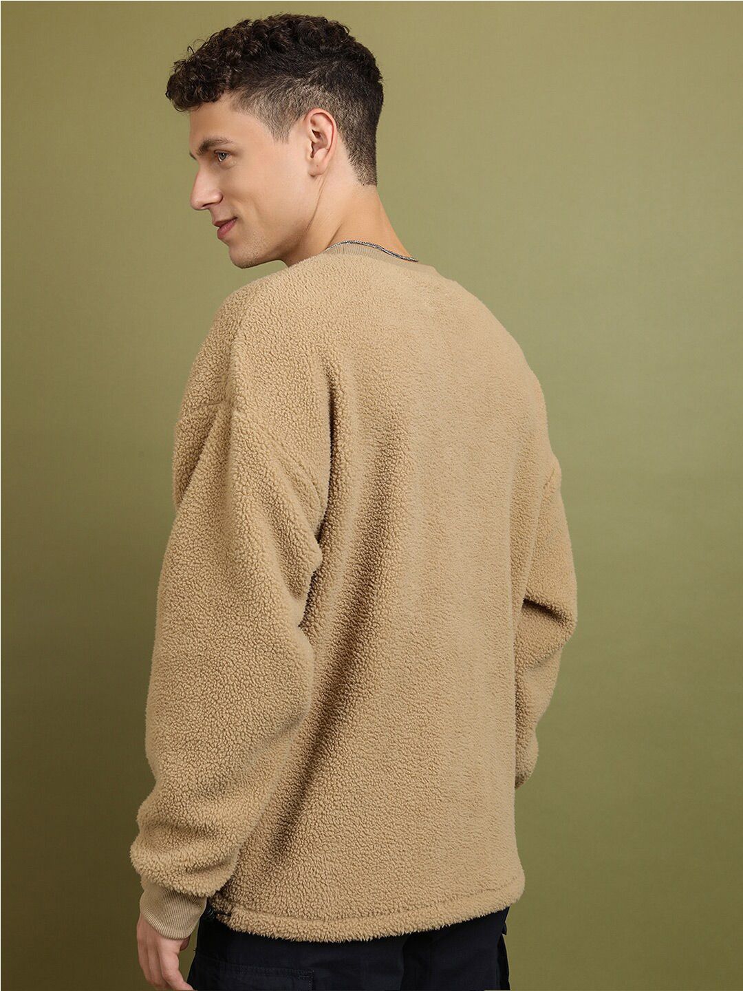 HIGHLANDER Brown Oversized Drop Shoulder Sleeves Sweatshirt