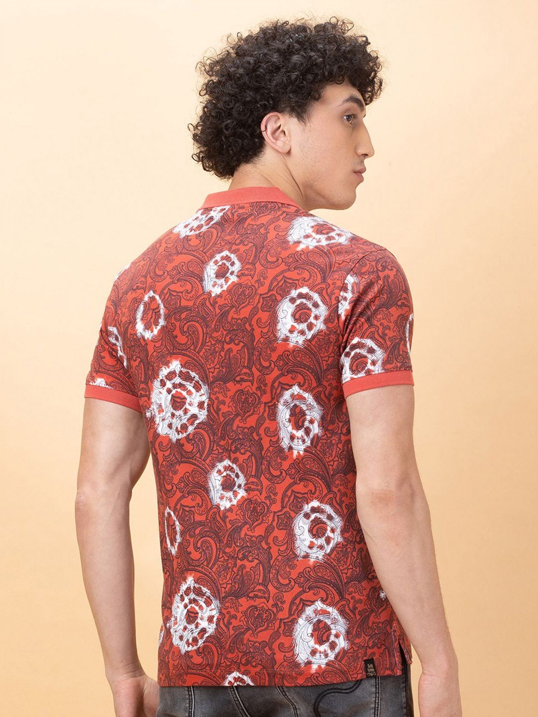 Being Human Men Printed Polo Collar Ethnic Applique T-shirt