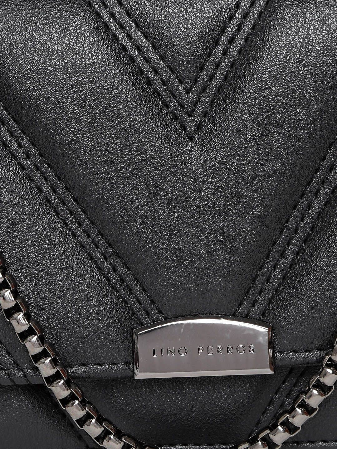 Lino Perros Black Solid Quilted Shoulder Bag
