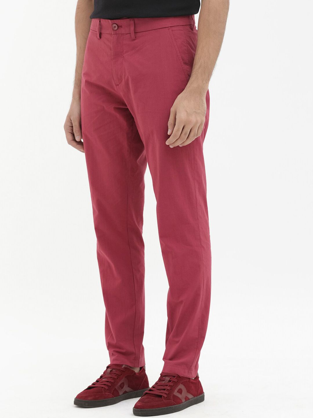 RARE RABBIT Men Harlow Mid-Rise Regular Fit Cotton Trousers