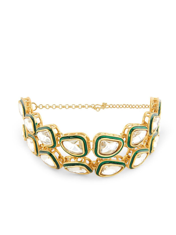 Zaveri Pearls Meenakari Gold-Plated Wraparound Bracelet