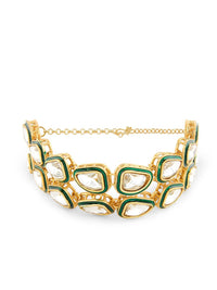 Zaveri Pearls Meenakari Gold-Plated Wraparound Bracelet