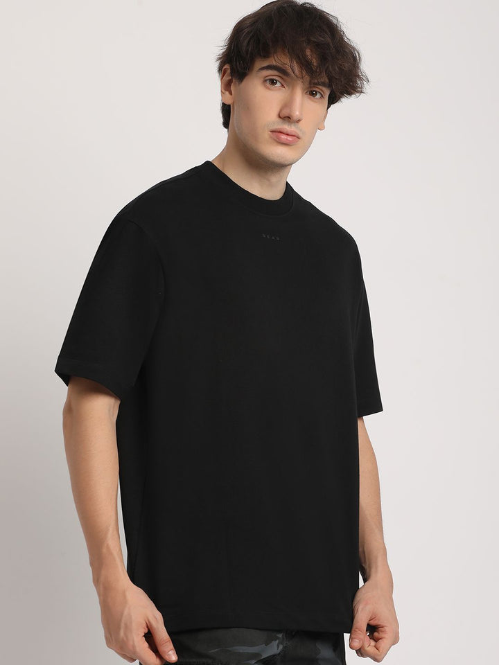 THE BEAR HOUSE Men Solid Oversized Crew Neck T-shirt