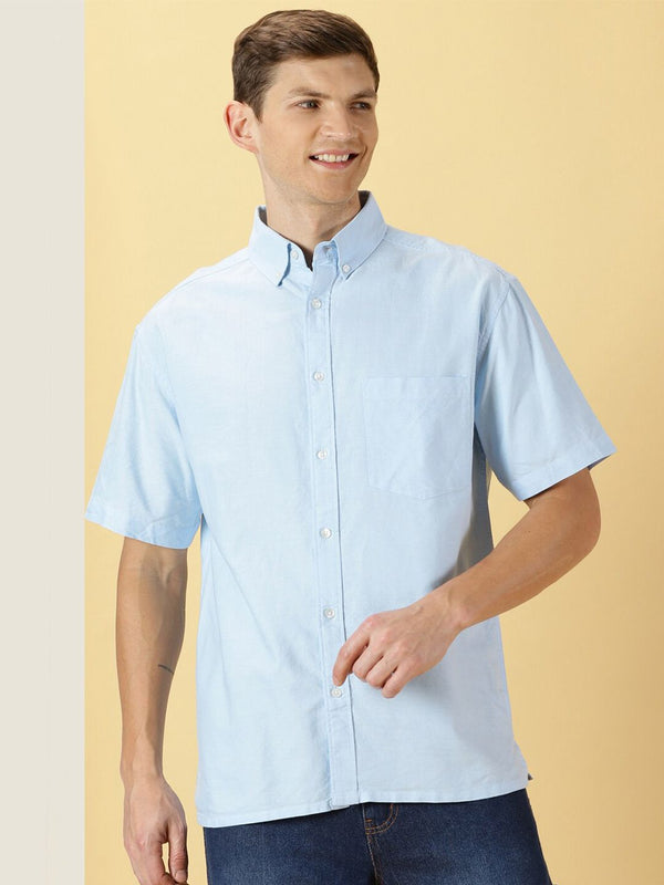 Thomas Scott Button Down Collar Santai Boxy Cotton Casual Shirt