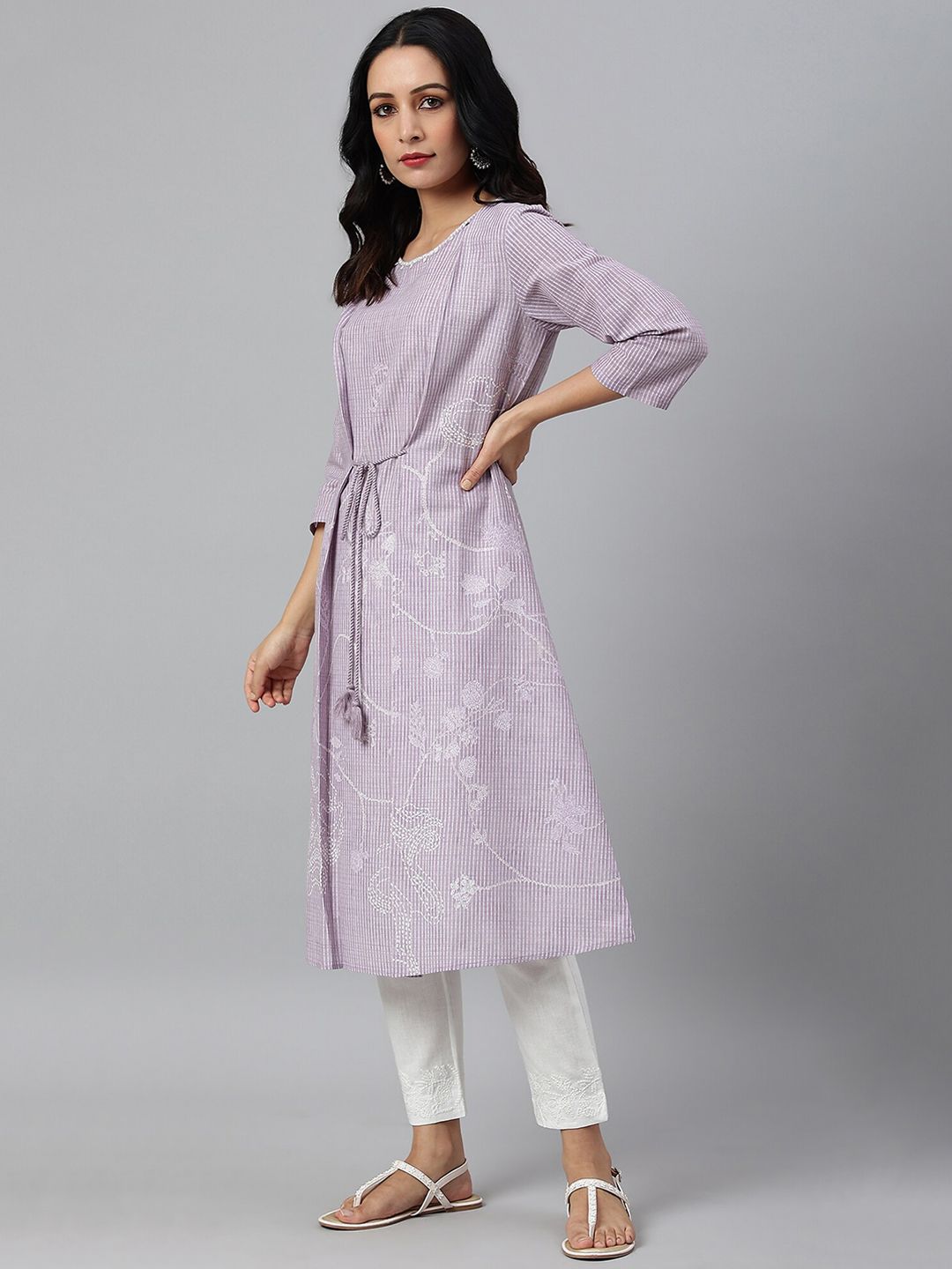 W Women Floral Print Cotton A-Line Kurta