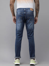 Spykar Men Blue Rovers Reguler Fit Mid-Rise Narrow Leg Heavy Fade Jeans Regingable