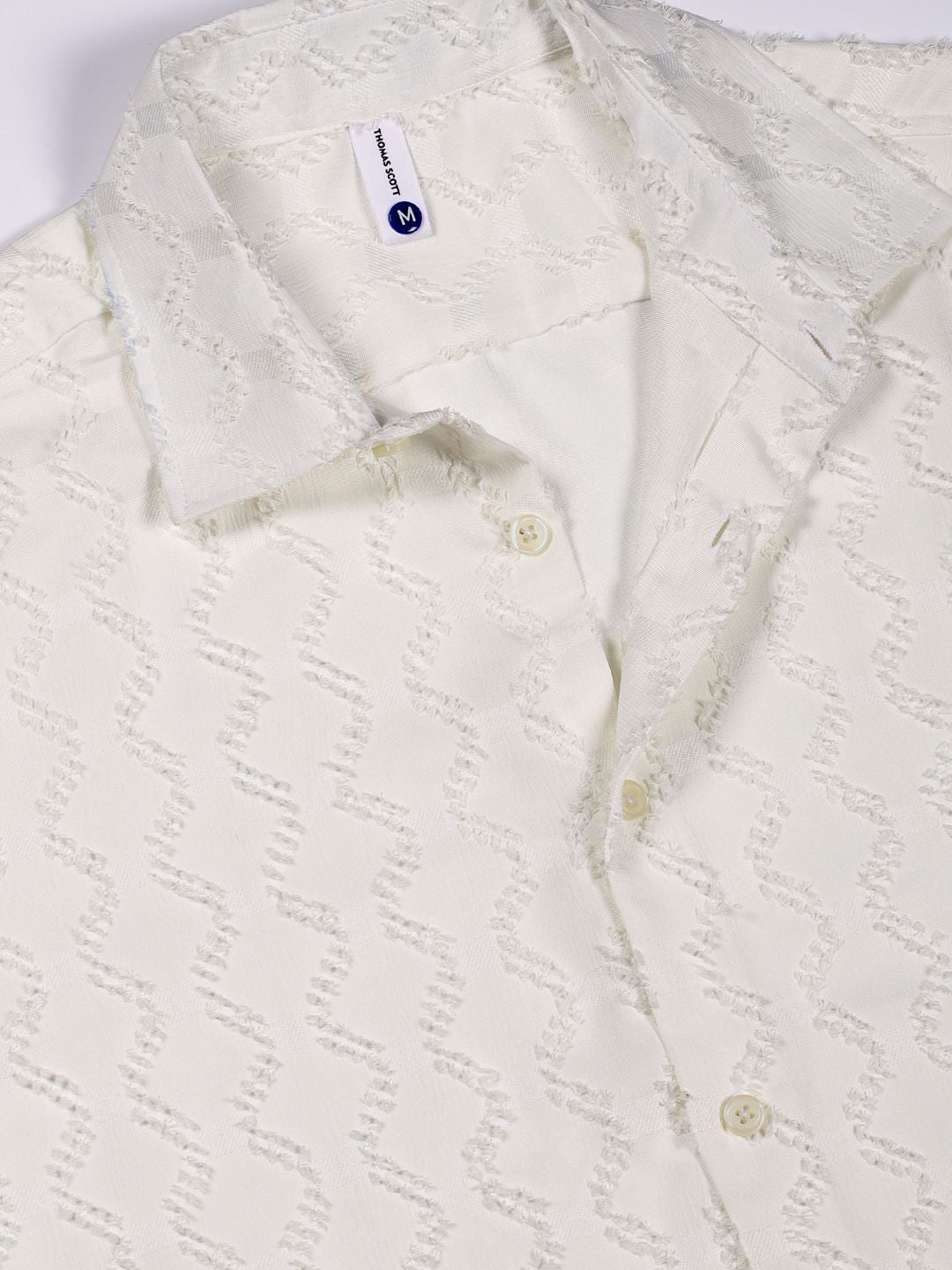 Thomas Scott Men Premium Fit Spread Collar Textured Casual Shirt