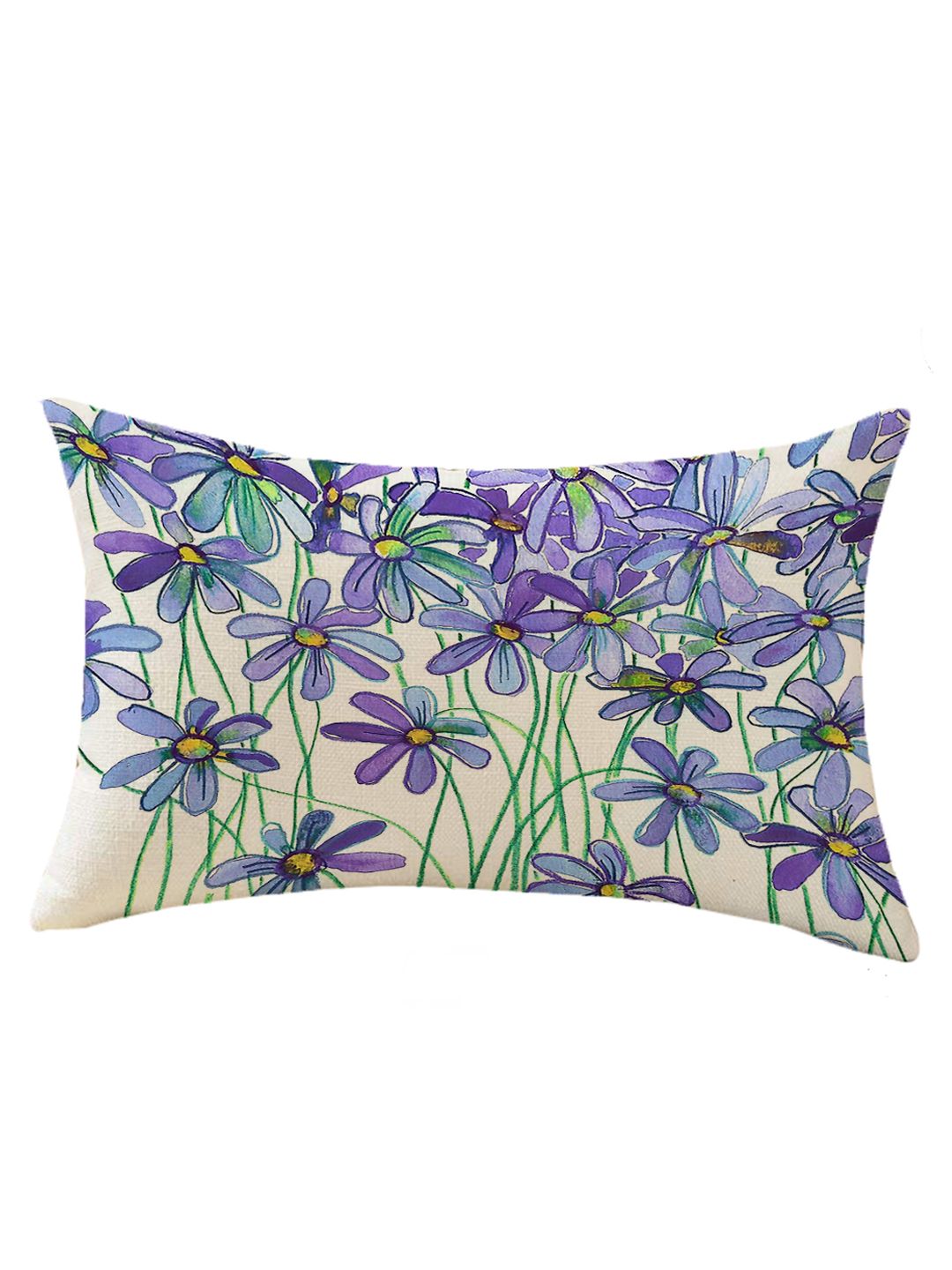 STITCHNEST Set of 2 Blue & Green Floral Rectangle Cushion Covers