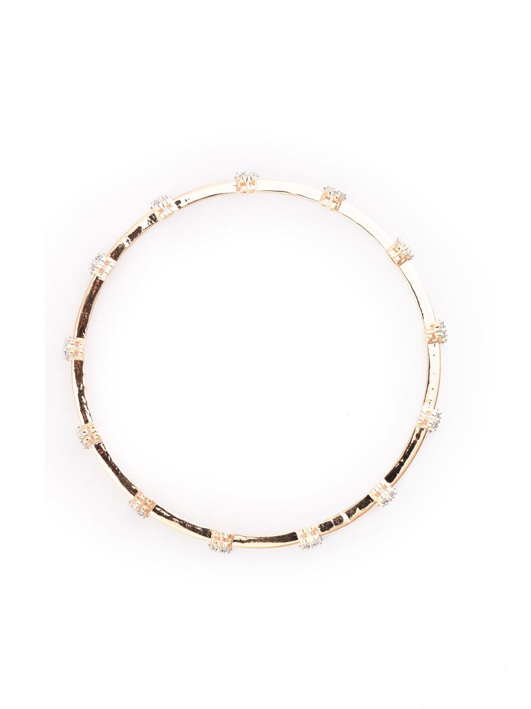 Priyaasi Set Of 2 Rose Gold-Plated & White American Diamond-Studded Handcrafted Bangles