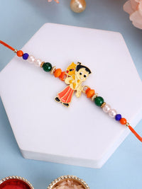 Set Kanak-kanak PANASH 2 Rakhis Bersalut Emas Motu Patlu &amp; Hanuman Dengan Roli Chawal