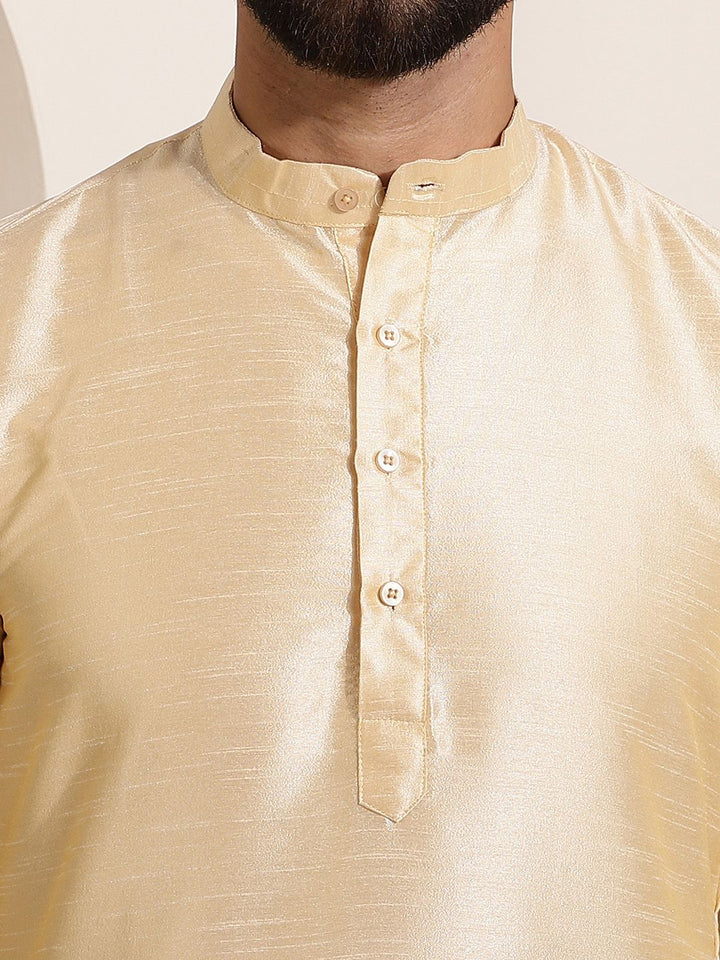 SOJANYA Men Solid Kurta with Churidar & Woven Design Nehru Jacket